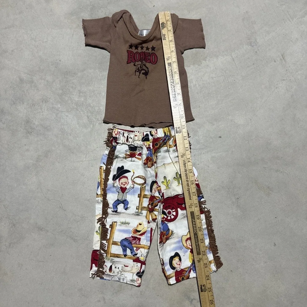 Boys HOLLYWOOD BABY VTG Cowboy Kids 6-9 Months Western Outfit Monogram Jack